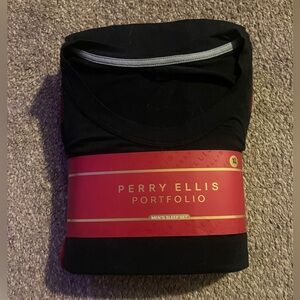 Perry Ellis Red and Black Plaid Fleece Set